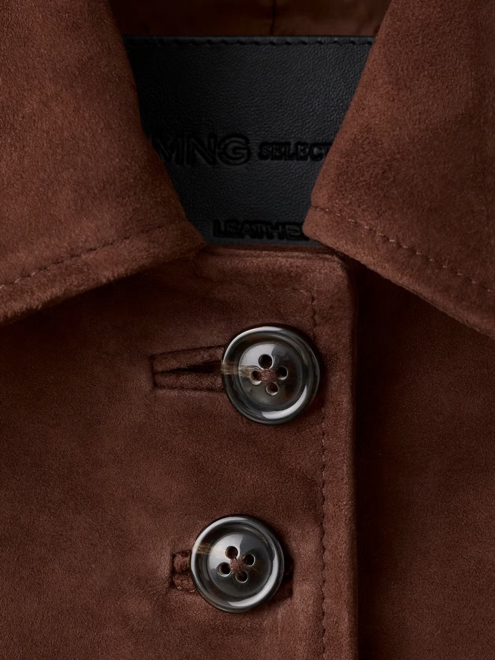 Mango MNG Genuine Goat Suede Leather Button Jacket in Burnt Orange $430 MSRP - Picture 5 of 15